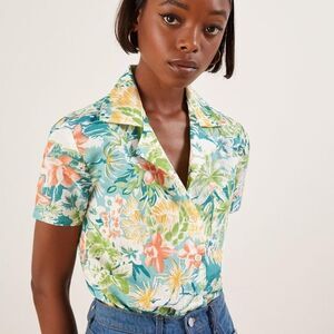 Reformation Tropical Linen Button Up Top